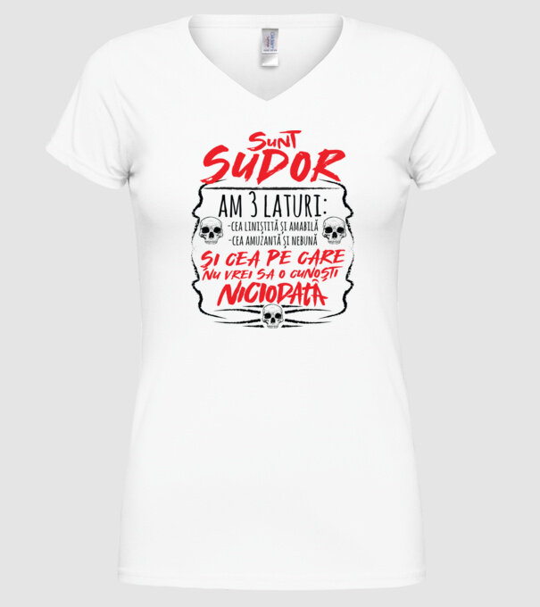 sunt sudor am 3 laturi model alb pe tricou