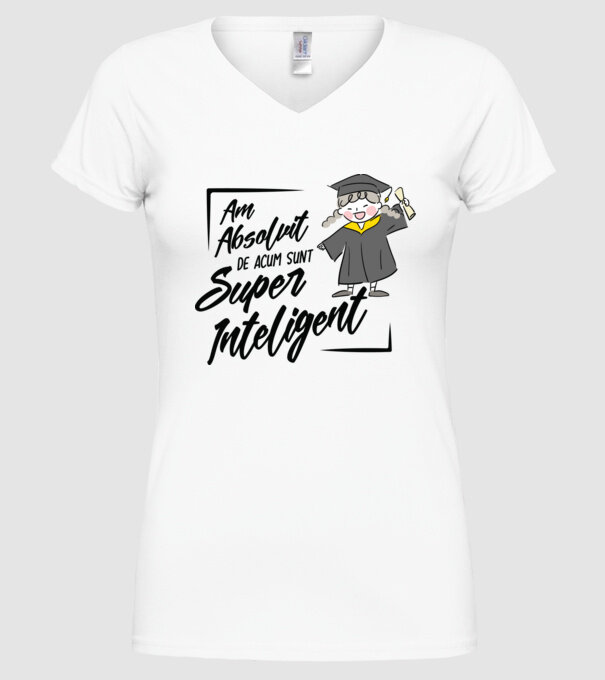 Sunt super inteligent model alb pe tricou
