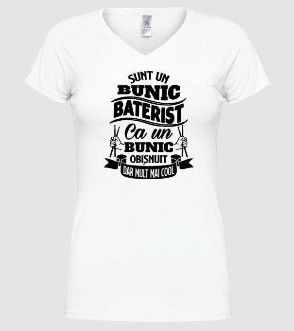 Sunt un bunic baterist, ca un bunic obișnuit, dar mult mai cool model alb pe tricou