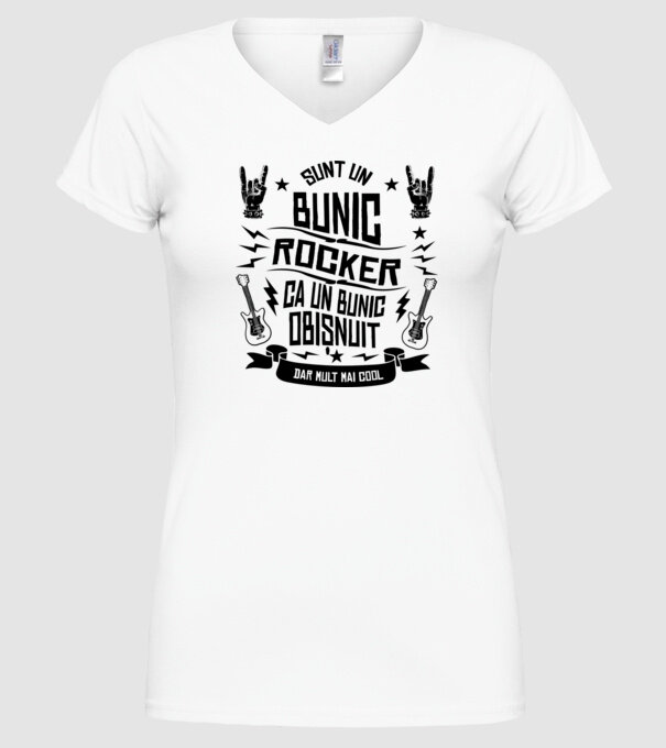 Sunt un bunic rocker, ca un bunic obișnuit, dar mult mai cool model alb pe tricou