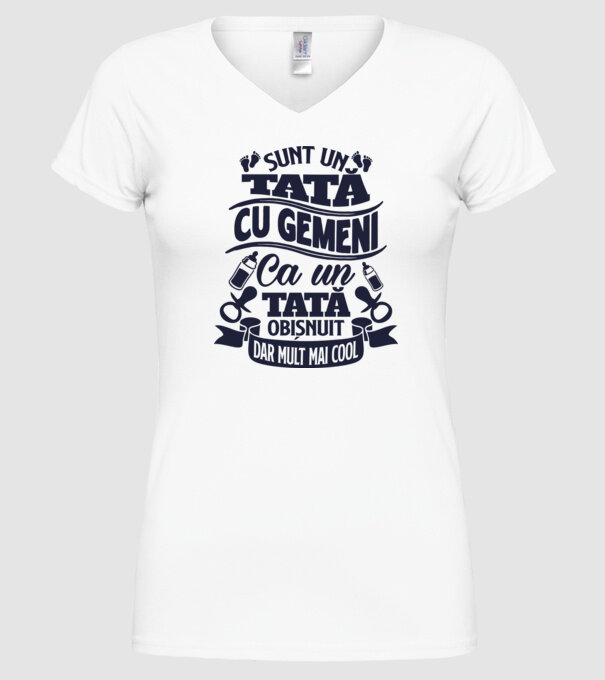 Sunt un tată cu gemeni, ca un tată obișnuit, dar mult mai cool model alb pe tricou