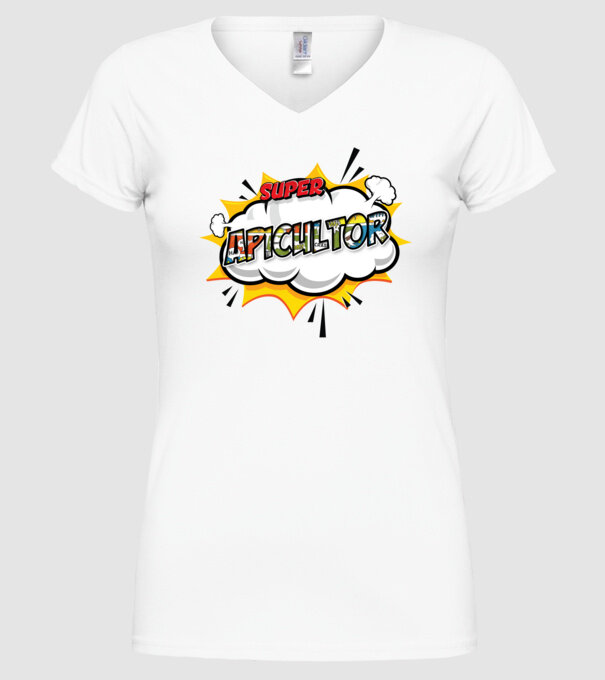 Super Apicultor model alb pe tricou
