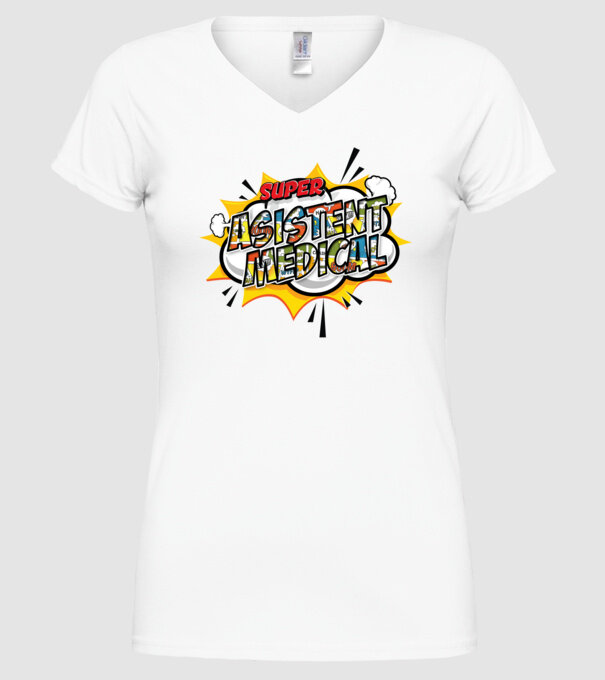 Super Asistent medical model alb pe tricou
