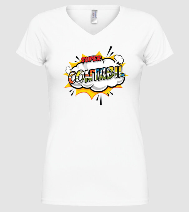 Super Contabil model alb pe tricou