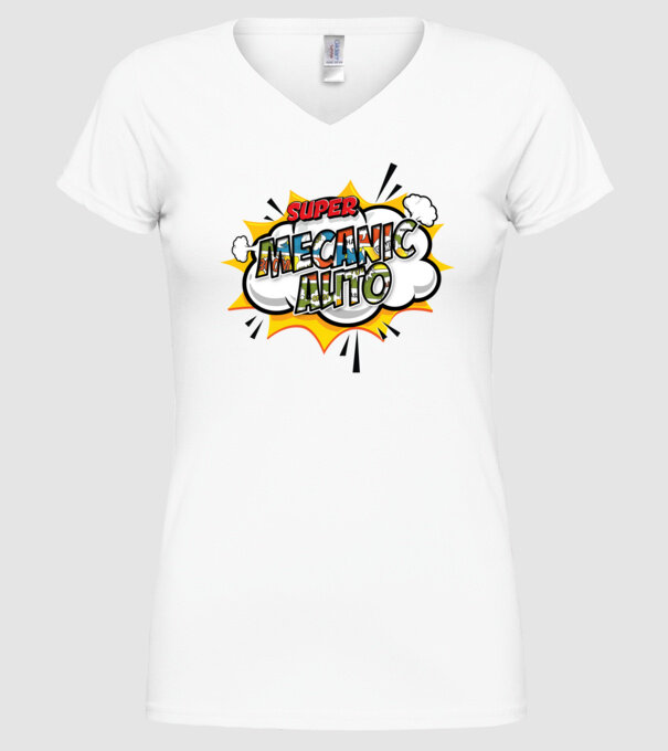 Super mecanic auto model alb pe tricou