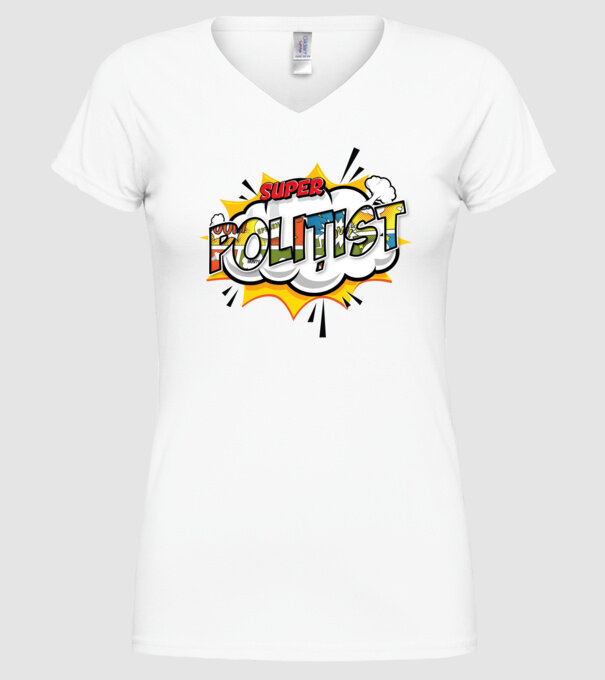 Super Polițist model alb pe tricou