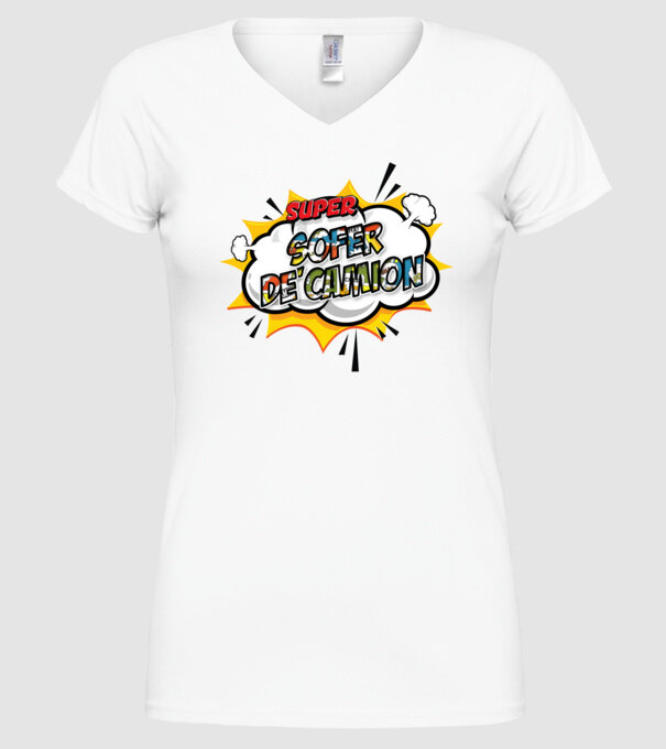 Super Șofer de camion model alb pe tricou