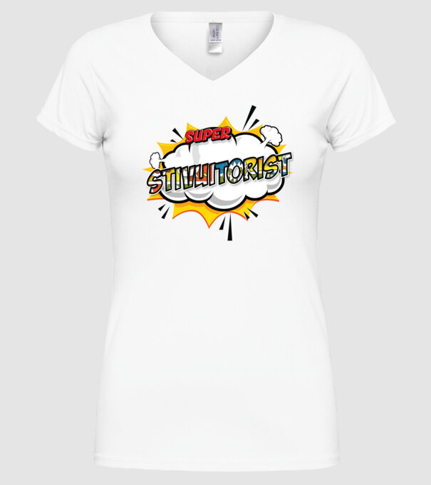 Super Stivuitorist model alb pe tricou