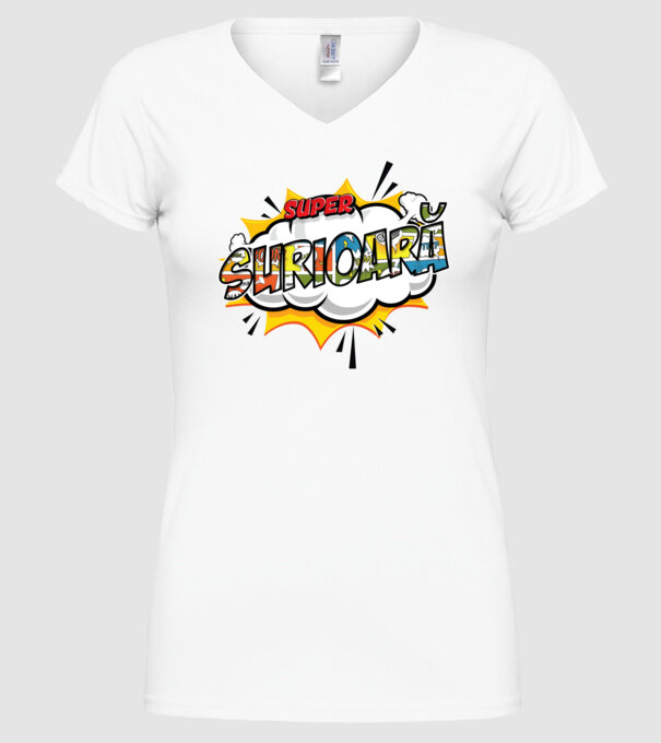 Super Surioară model alb pe tricou