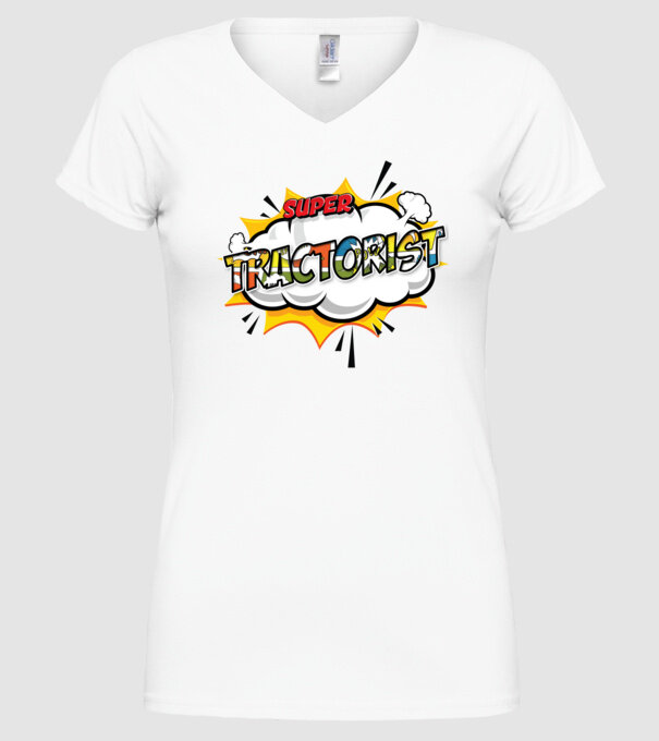 Super Tractorist model alb pe tricou
