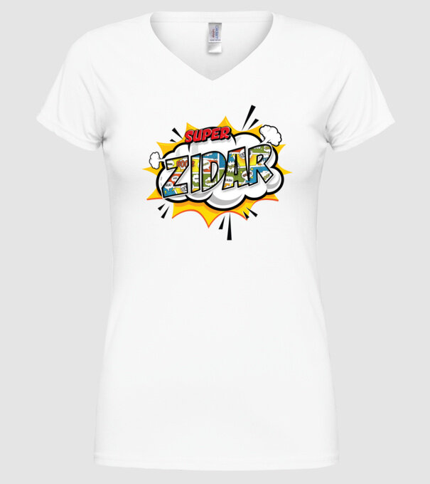Super Zidar model alb pe tricou