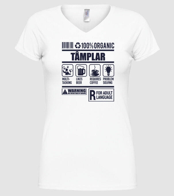 TÂMPLAR model alb pe tricou
