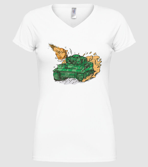 Tancuri model alb pe tricou
