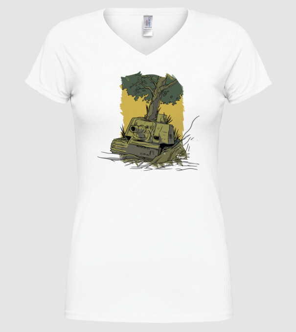 Tancuri model alb pe tricou