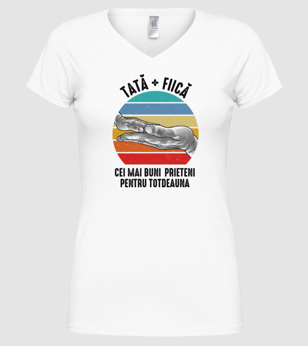 Tată - fiică - Cei mai bune prietene pentru totdeauna model alb pe tricou