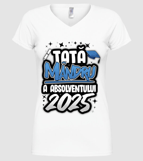 Tată MÂNDRU a absolventului model alb pe tricou