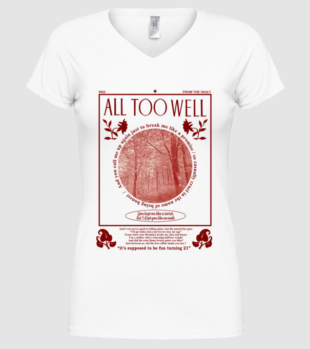 Taylor Swift All too well model alb pe tricou
