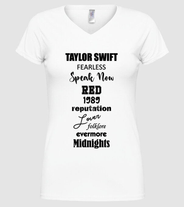 Taylor Swift Eras model alb pe tricou