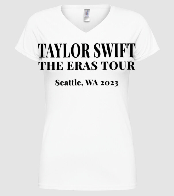 Taylor Swift Eras tour text2 model alb pe tricou