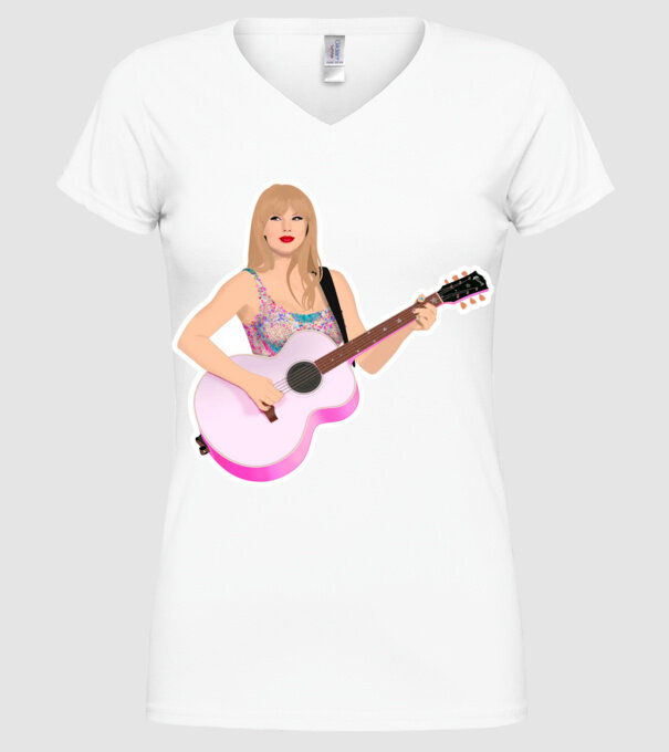 Taylor Swift pink model alb pe tricou