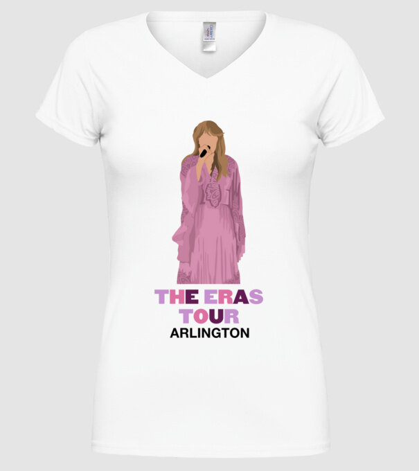 Taylor Swift The Eras Tour Arlington 3 model alb pe tricou