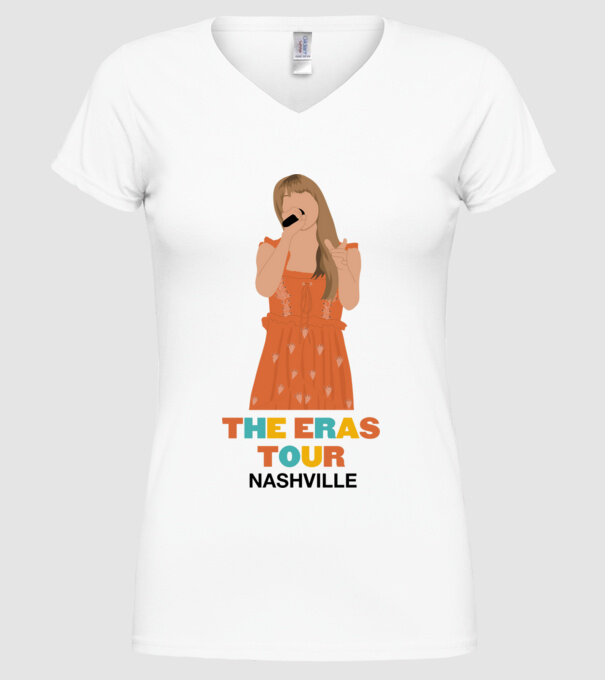 Taylor Swift The Eras Tour Nashville 3 model alb pe tricou