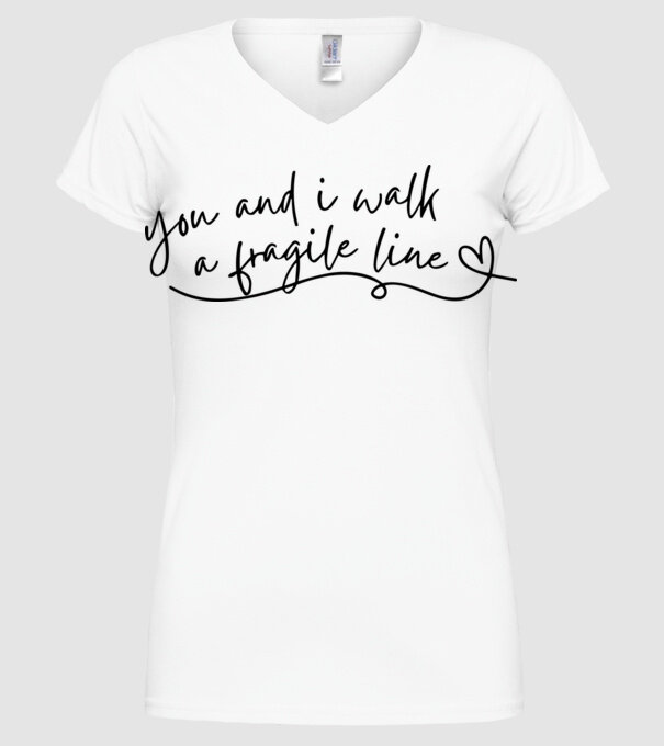 Taylor Swift you and i walk a fragile line model alb pe tricou