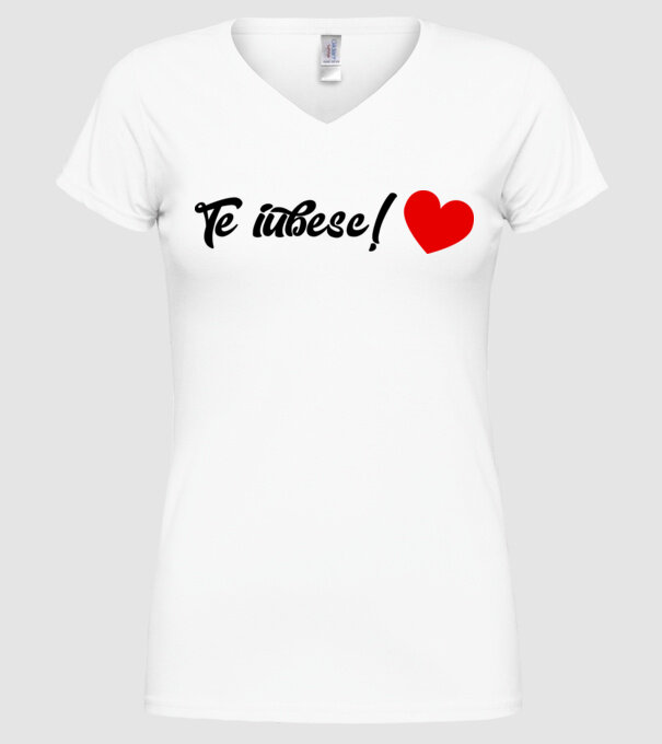 Te iubesc! model alb pe tricou