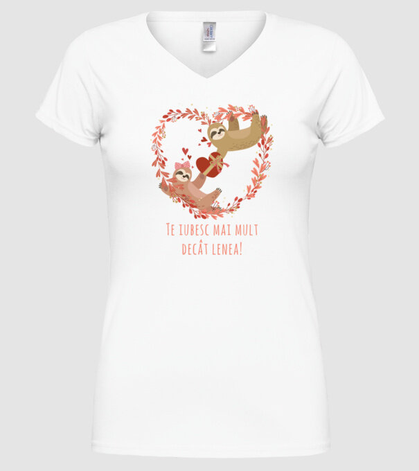 Te iubesc mai mult decât lenea model alb pe tricou