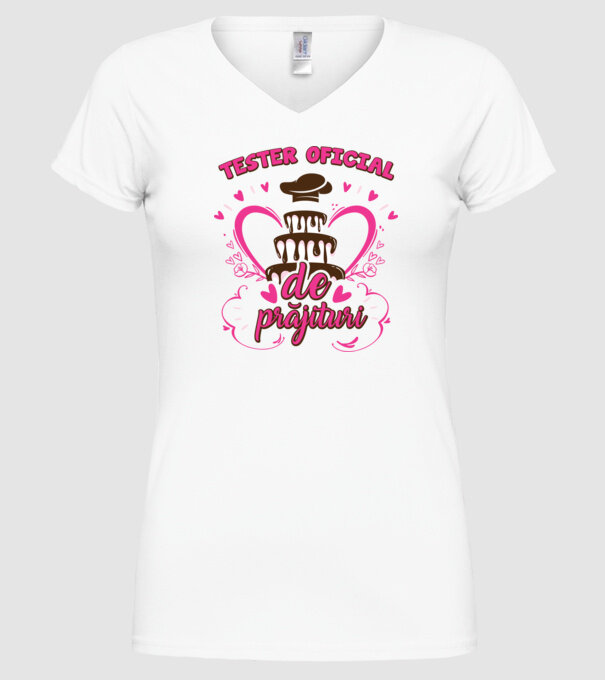 tester oficial de prăjituri model alb pe tricou