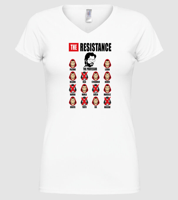 the resistance la casa de papel white model alb pe tricou