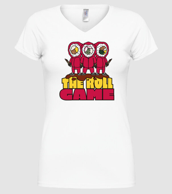 the roll game squid game model alb pe tricou
