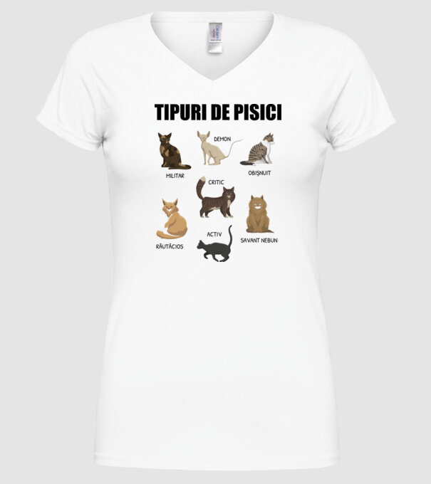 Tipuri de pisici model alb pe tricou