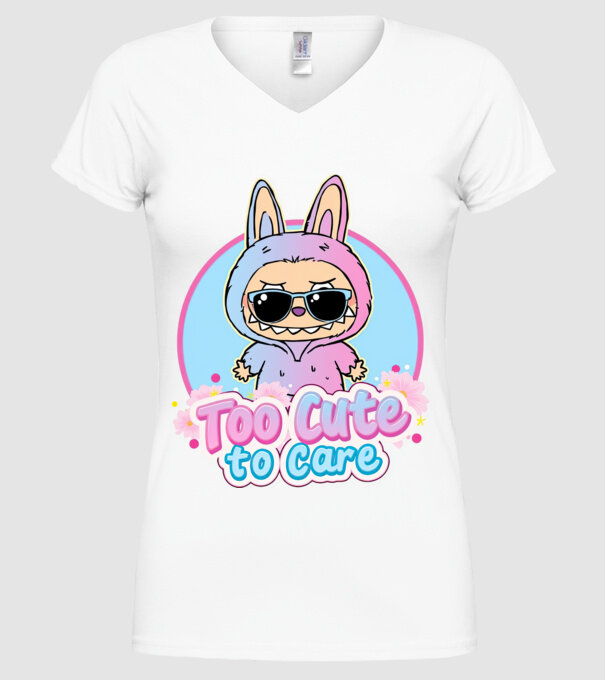 Too cute to care model alb pe tricou