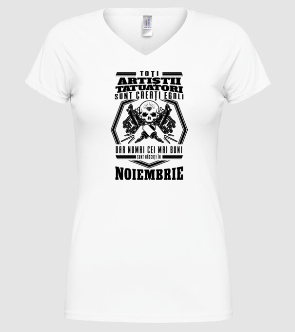 Toți artiștii tatuatori sunt creați egali noiembrie model alb pe tricou