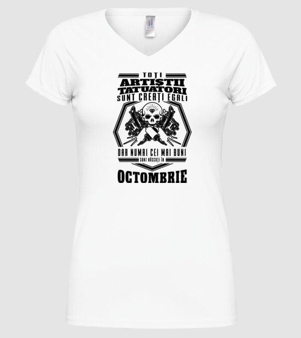 Toți artiștii tatuatori sunt creați egali octombrie model alb pe tricou