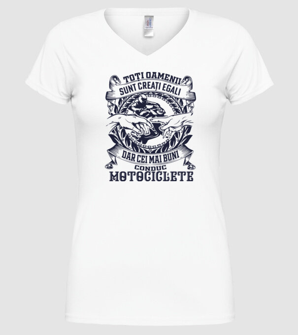 toți oamenii sunt creați egali, dar cei mai buni conduc motociclete model alb pe tricou