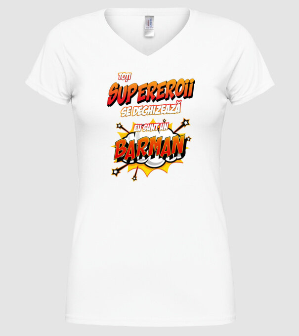Toți supereroii se deghizează, eu sunt un barman model alb pe tricou