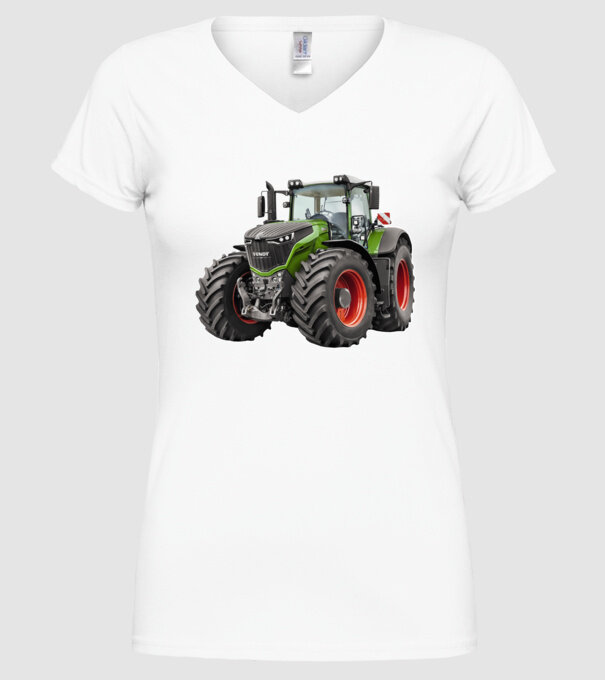 TRACTOR model alb pe tricou