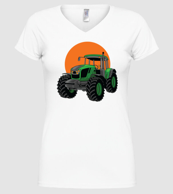 TRACTOR model alb pe tricou