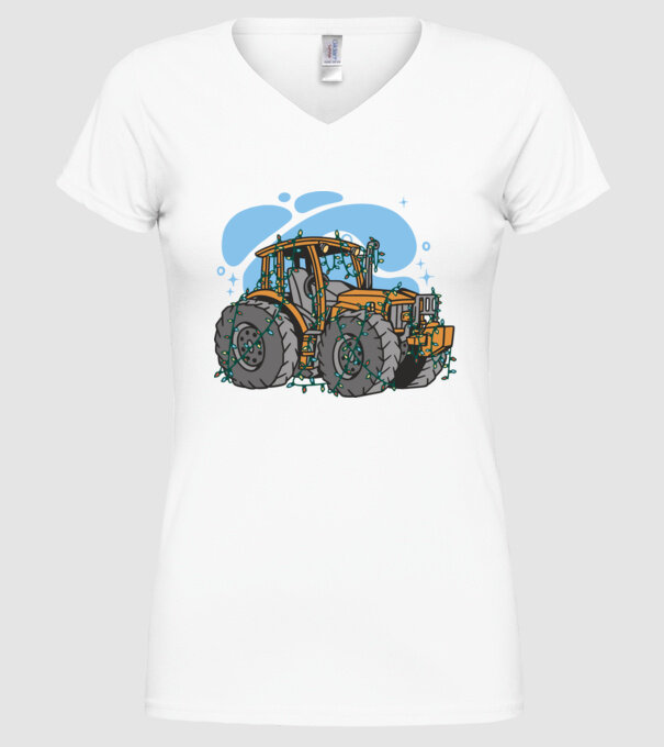 TRACTOR model alb pe tricou