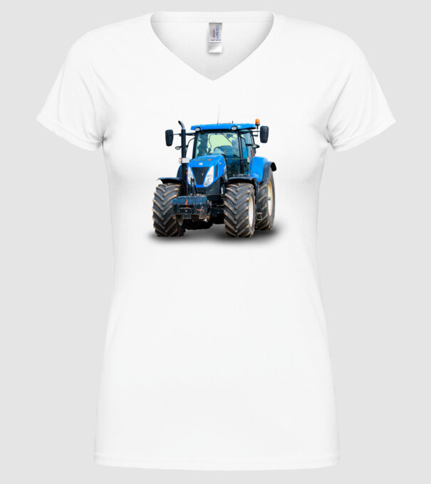 TRACTOR model alb pe tricou