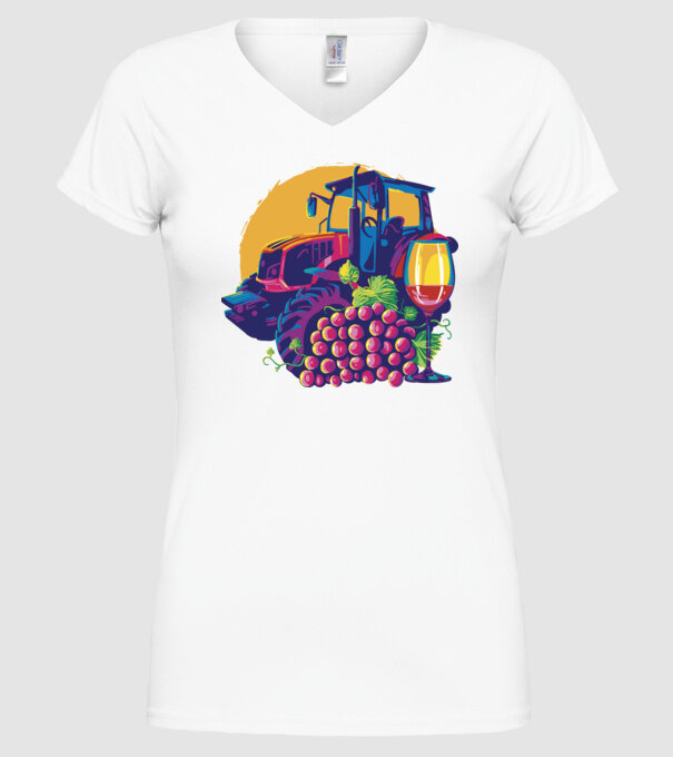 TRACTOR model alb pe tricou