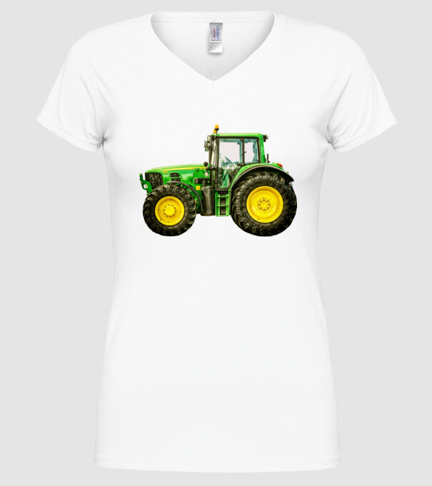 TRACTOR model alb pe tricou