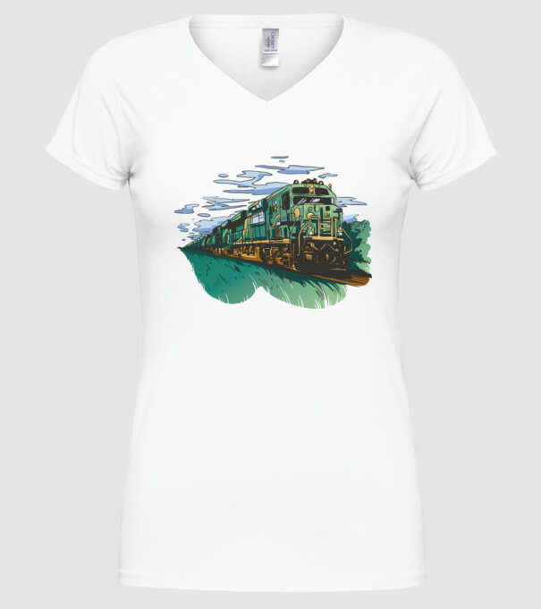 Trenuri model alb pe tricou