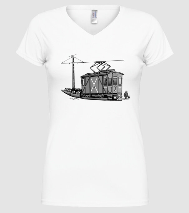 Trenuri model alb pe tricou