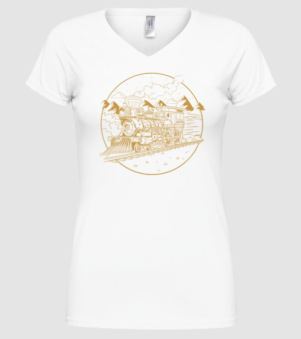 Trenuri model alb pe tricou