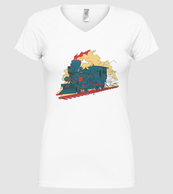 Trenuri model alb pe tricou