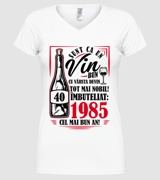 Un Vin Bun 1985 - Alb model alb pe tricou