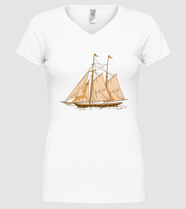 Vapoare model alb pe tricou